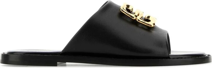 Black Leather 4g Liquid Slippers