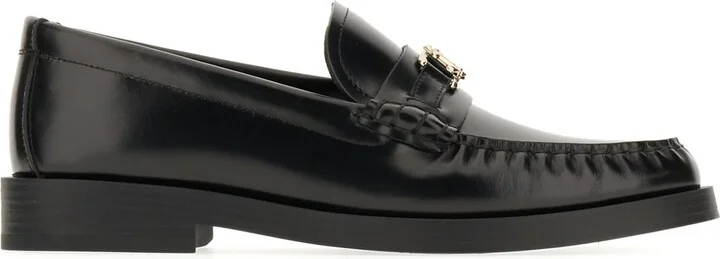 Black Leather Addie Loafers