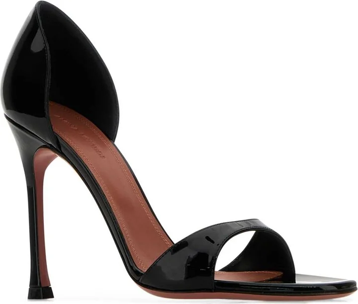 Black Leather Agnese Sandals - Image 2