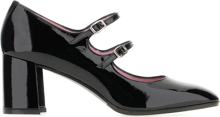 Black Leather Alice Pumps
