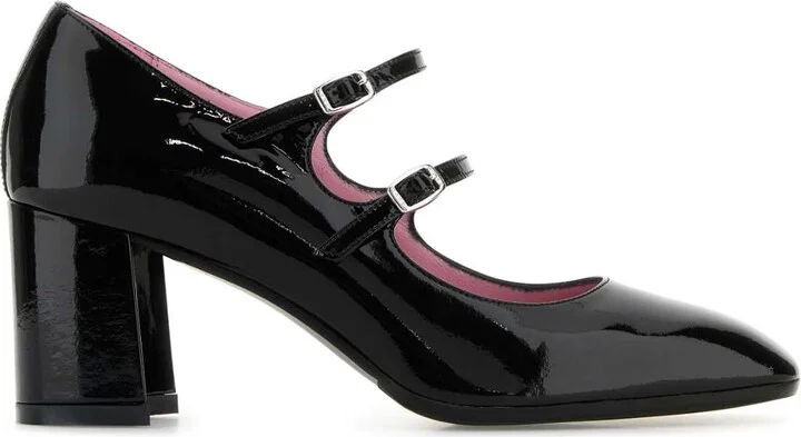 Black Leather Alice Pumps