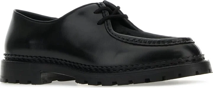 Black Leather And Calf Hair Lace-up Shoes - Image 2