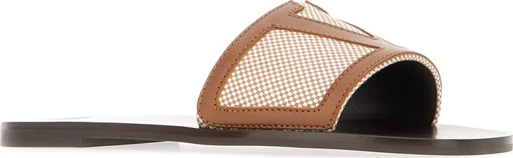 Black Leather And Fabric Viva Superstar Slippers - Image 2
