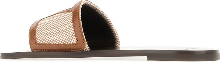 Black Leather And Fabric Viva Superstar Slippers - Image 3