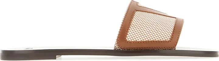 Black Leather And Fabric Viva Superstar Slippers