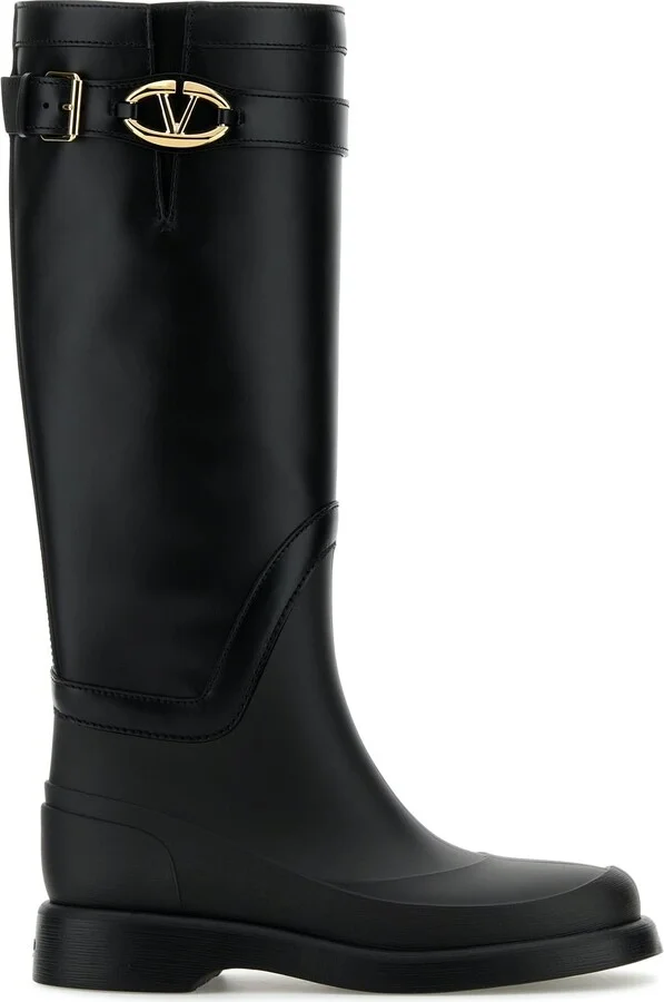 Black Leather And Rubber Vlogo The Bold Boots