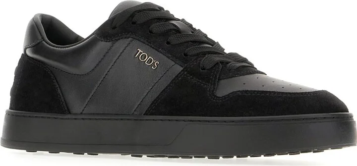 Black Leather And Suede Sneakers - Image 2