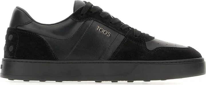 Black Leather And Suede Sneakers