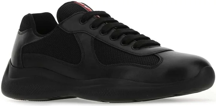 Black Leather And Tech Fabric Sneakers - Image 2