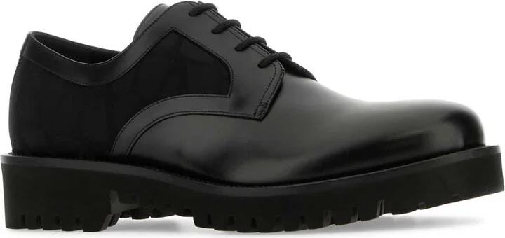 Black Leather And Tolie Iconographe Lace-up Shoes - Image 2