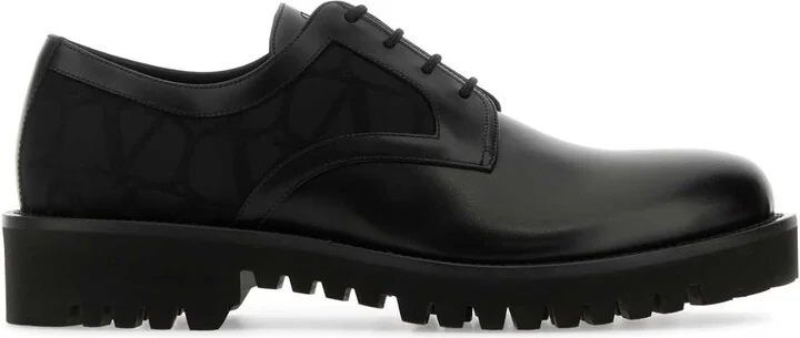 Black Leather And Tolie Iconographe Lace-up Shoes