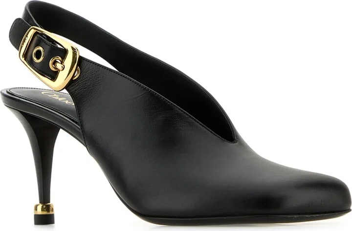 Black Leather Andrea Pumps - Image 2