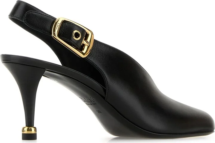 Black Leather Andrea Pumps - Image 3