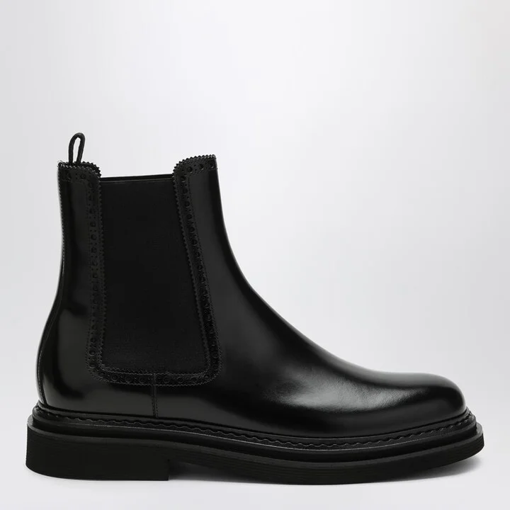 Black leather ankle boot