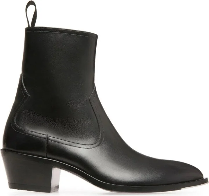 Black Leather Ankle Booties