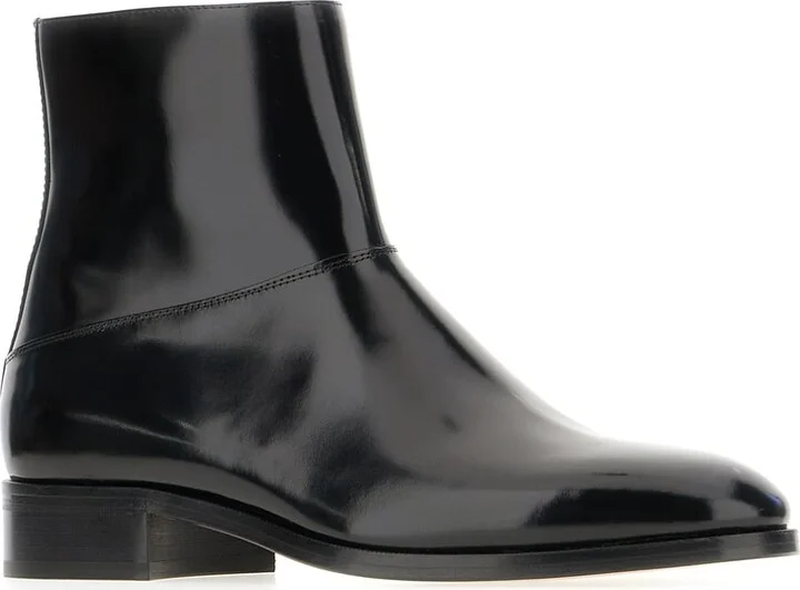Black Leather Ankle Boots - Image 2