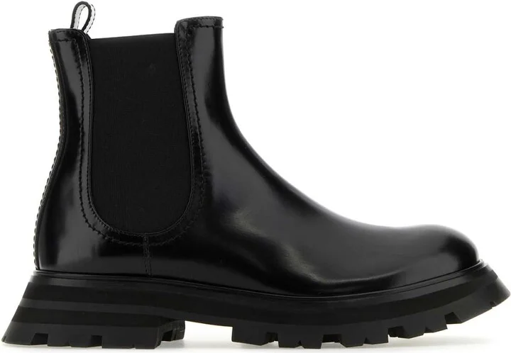 Black Leather Ankle Boots