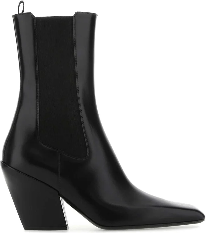 Black Leather Ankle Boots