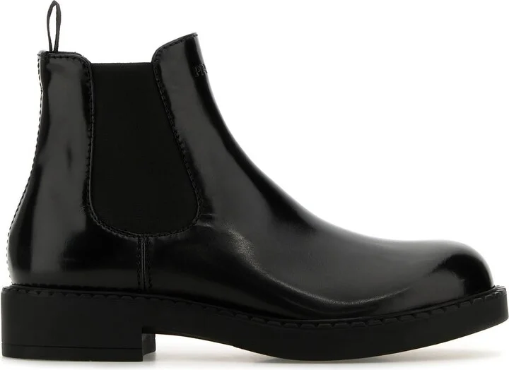 Black leather ankle boots