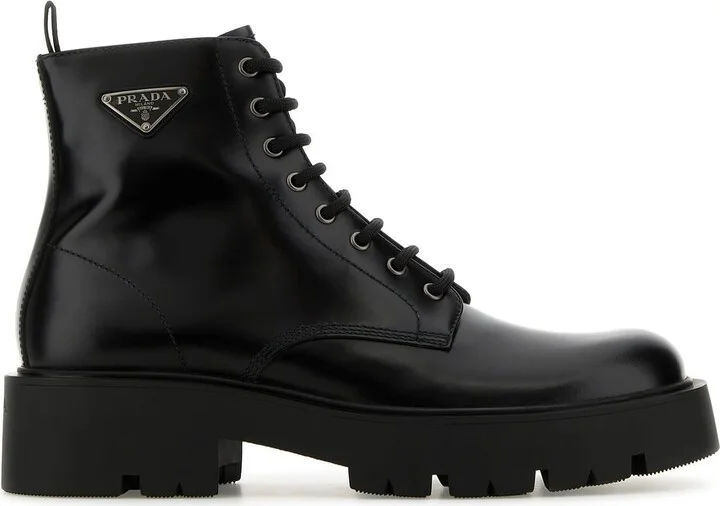 Black leather ankle boots