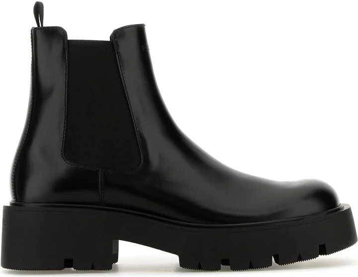 Black leather ankle boots