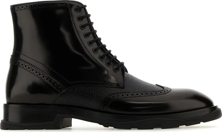 Black leather ankle boots