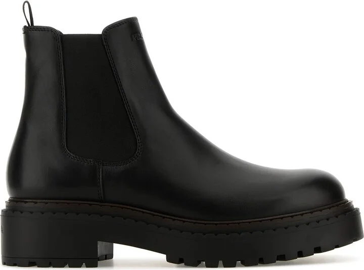 Black leather ankle boots