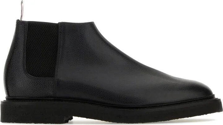 Black leather ankle boots