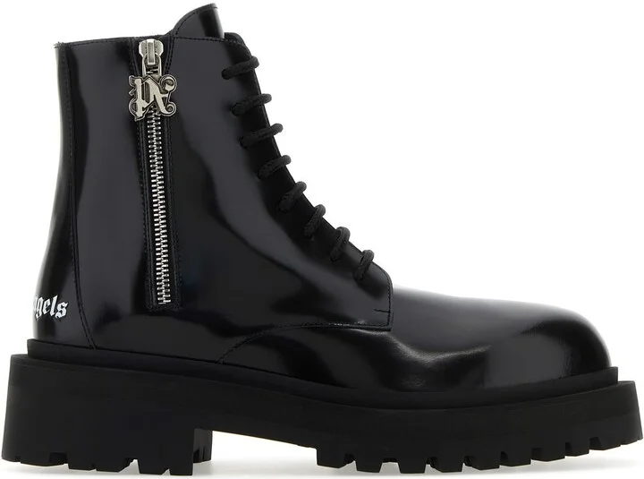 Black leather ankle boots