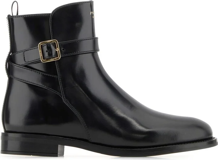 Black leather ankle boots