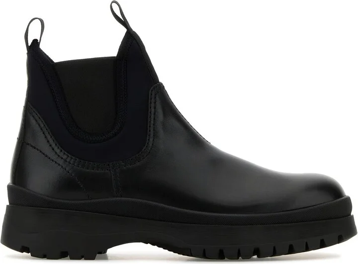 Black leather ankle boots