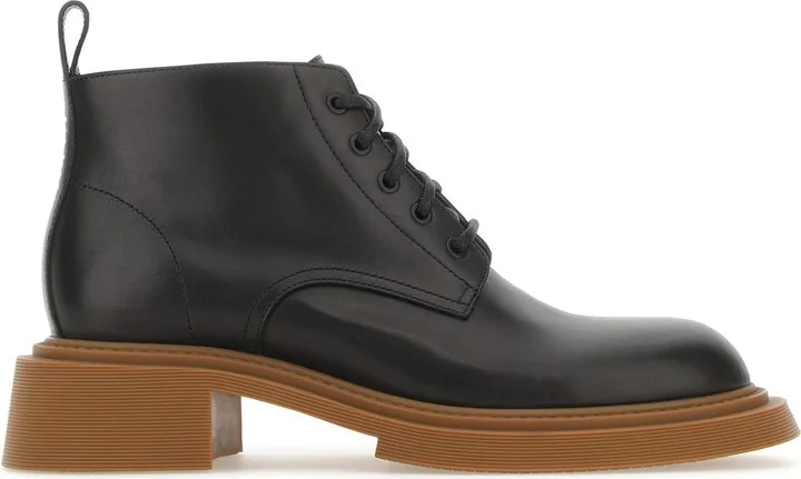 Black leather ankle boots