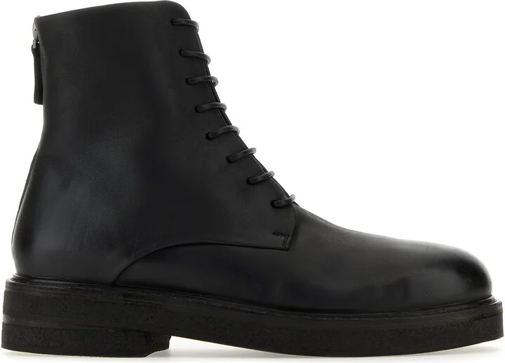 Black leather ankle boots