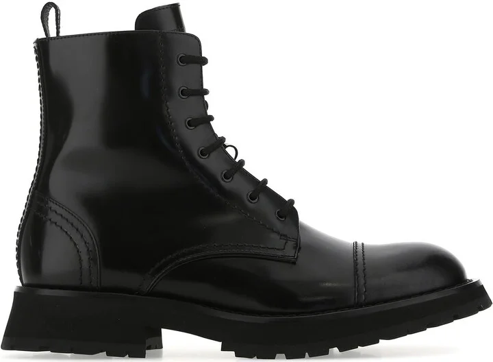 Black leather ankle boots