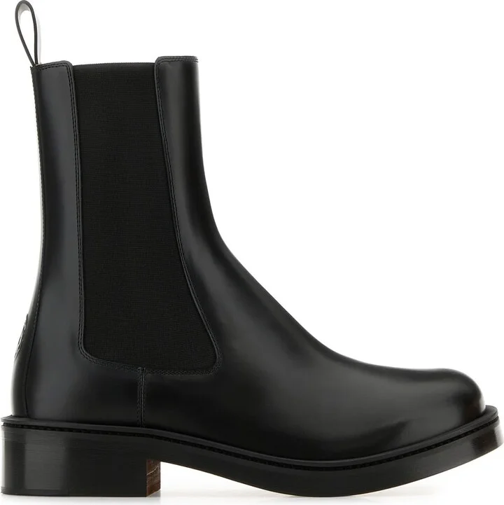 Black leather ankle boots