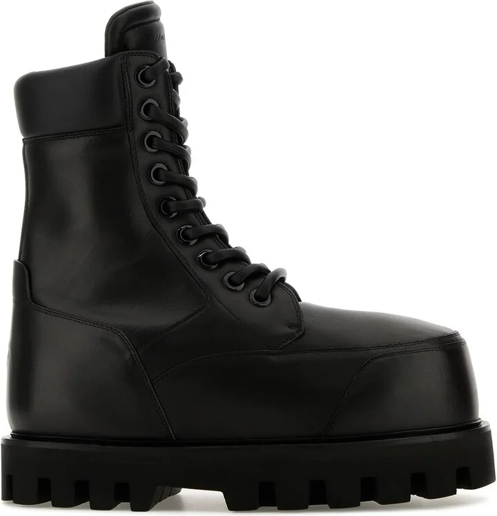 Black leather ankle boots