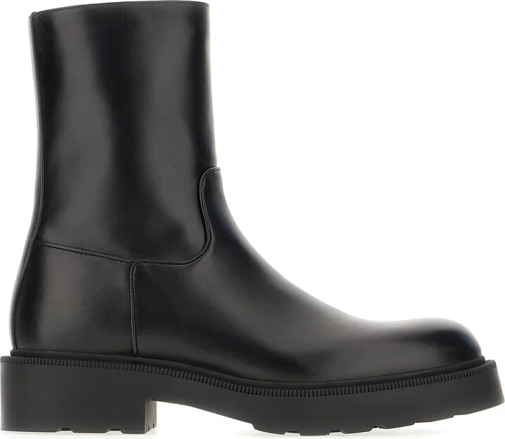 Black Leather Ankle Boots