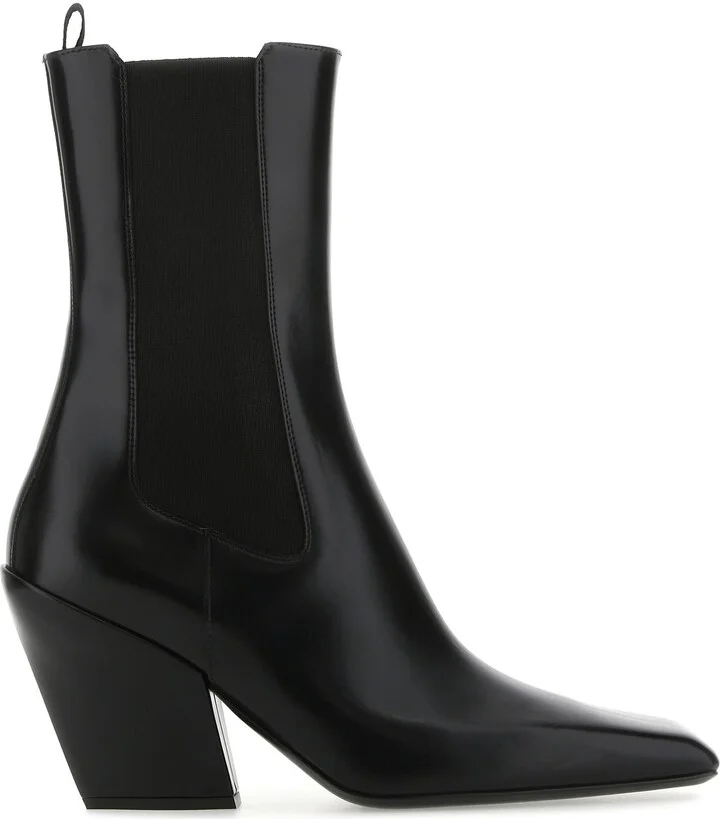 Black leather ankle boots