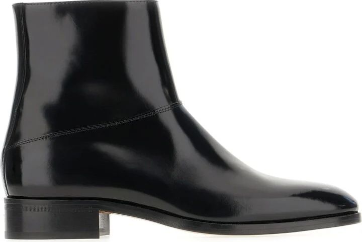 Black Leather Ankle Boots