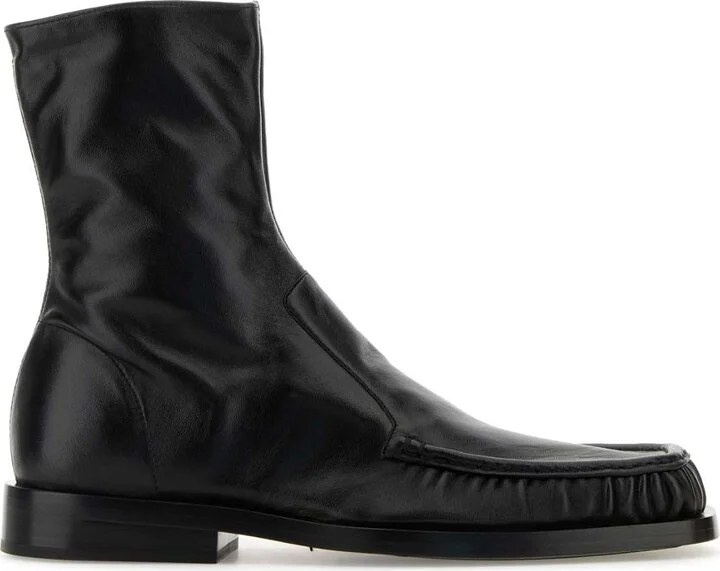 Black Leather Ankle Boots