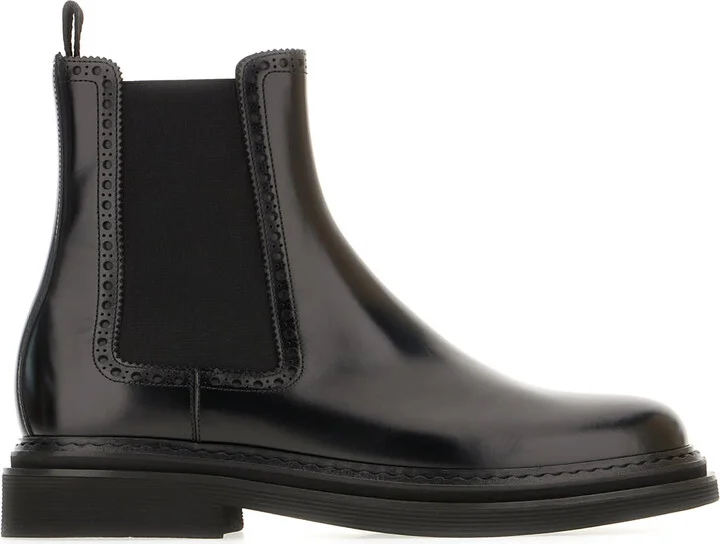 Black Leather Ankle Boots