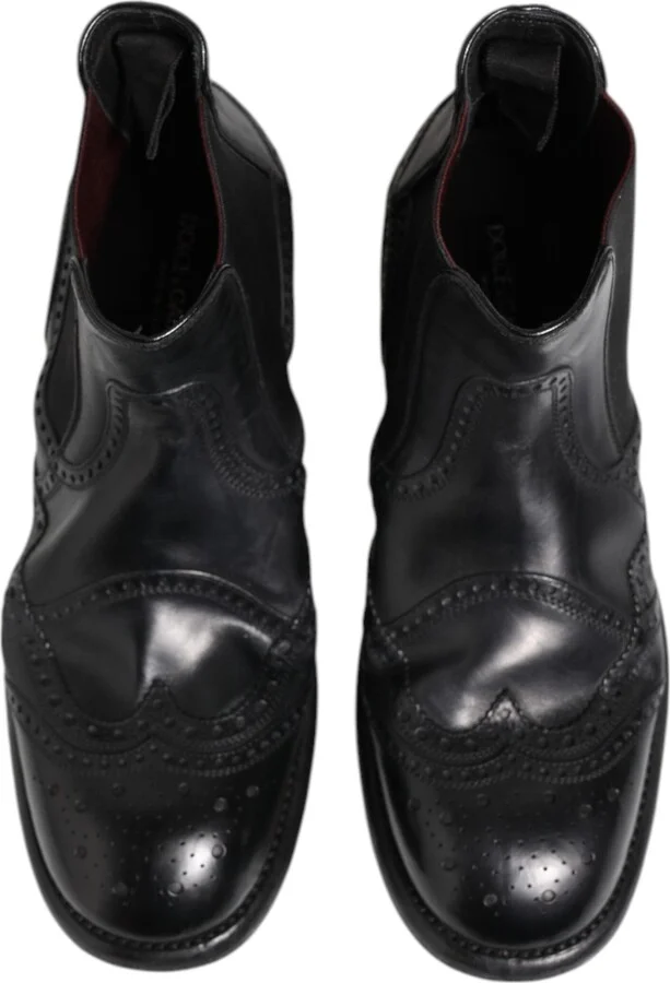 Black Leather Ankle Boots Slip On Men's Shoes - Image 3