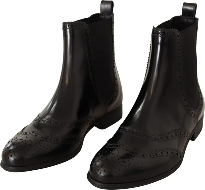 Black Leather Ankle High Flat Boots Women's Shoes - Image 2