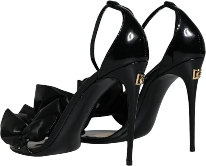 Black Leather Ankle Strap Heel Sandals Women's Shoes (Pre-Owned) - Image 4