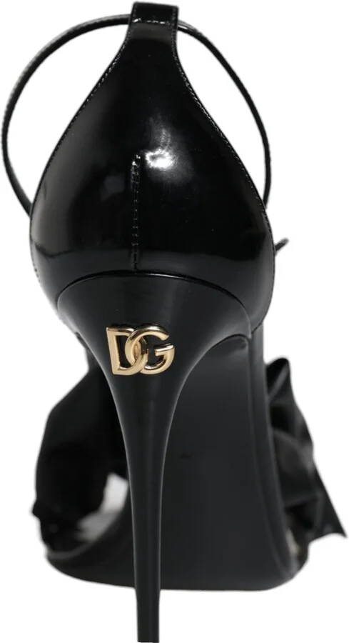 Black Leather Ankle Strap Heel Sandals Women's Shoes (Pre-Owned) - Image 6