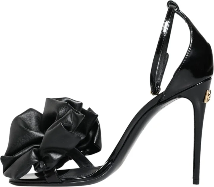 Black Leather Ankle Strap Heel Sandals Women's Shoes (Pre-Owned) - Image 6