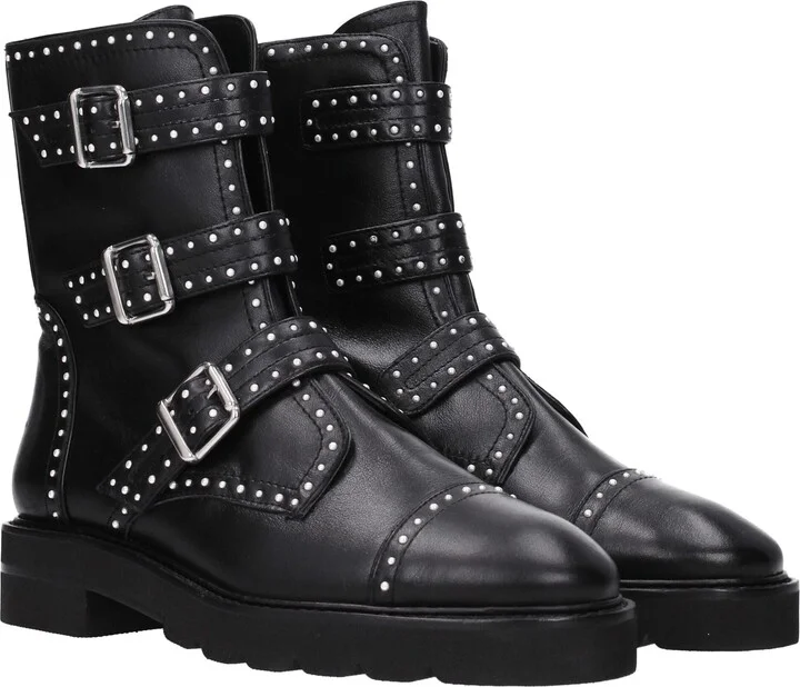 Black Leather Ankle Women's Boots - Image 2