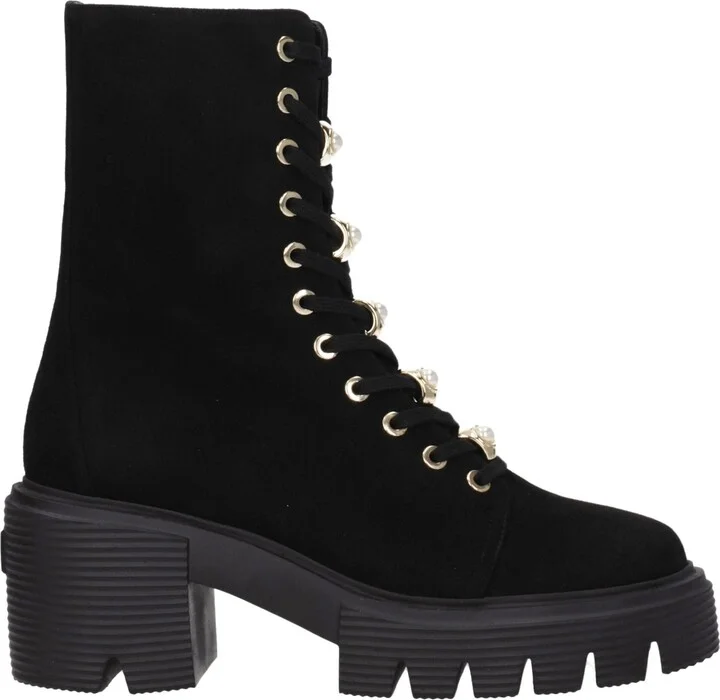 Black Leather Ankle Women's Boots