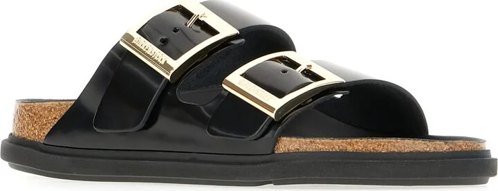 Black Leather Arizona Droplet Sandals - Image 2