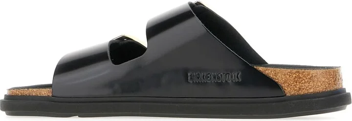 Black Leather Arizona Droplet Sandals - Image 3
